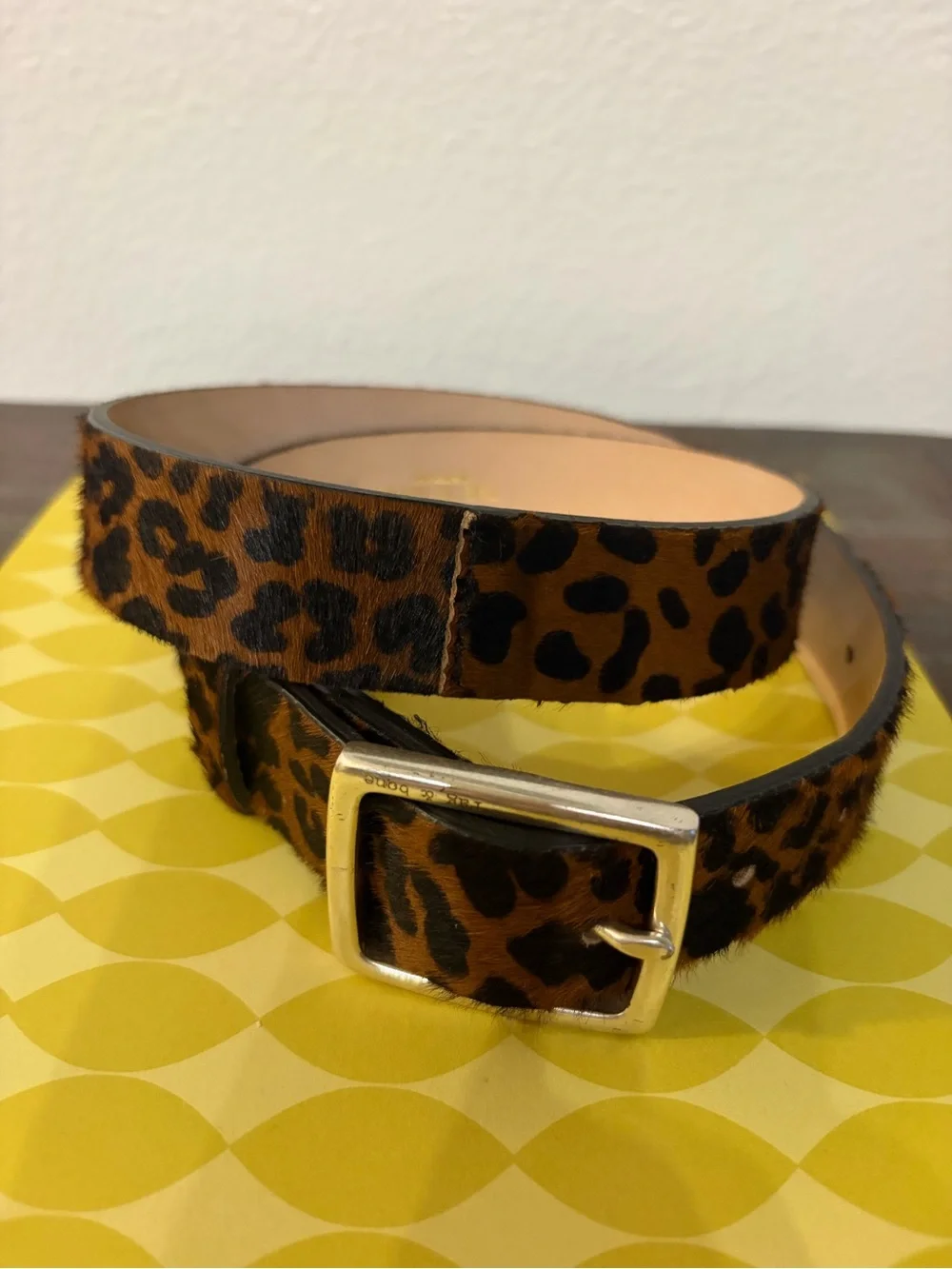 Rag & Bone Leopard Print Haircalf Belt with Silver Buckle Sz S